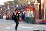 image of Pakistan-India border flag-lowering ceremony